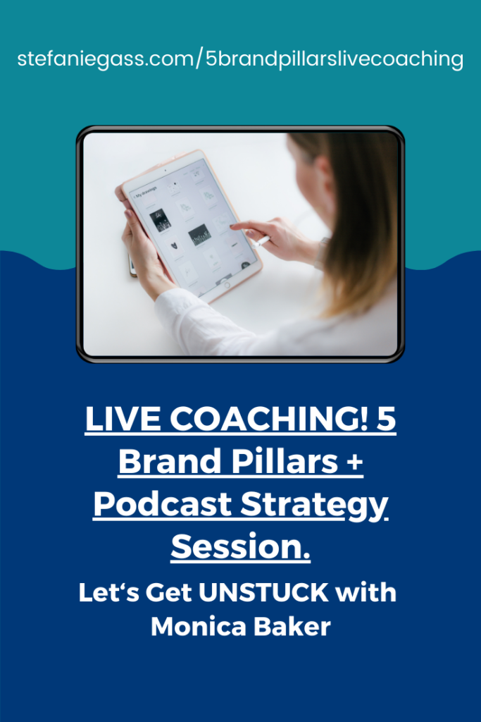 Clean up your brand and make sure it's punchy, specific, and clear. Build 5 Brand Pillars and map out a podcast strategy in this Live coaching session. 