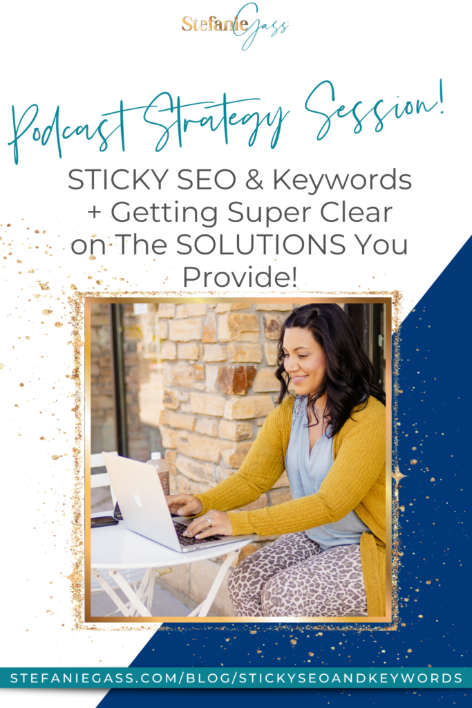Today we are digging into crafting STICKY SEO and keywords that drive free, organic traffic to your show. You will hear me guide my client, Tiffany Vaughn on her SEO strategy and also, defining solution-based messaging. If you have a podcast, or want one - this episode is a must.