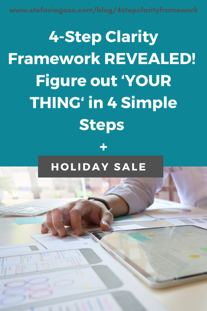 I am revealing my 4-Step Clarity Framework today. This system was the inspiration for my course, Clarify your Calling.
To date, it has helped over 400 women figure out 'their thing' and I know it can help you do the same!