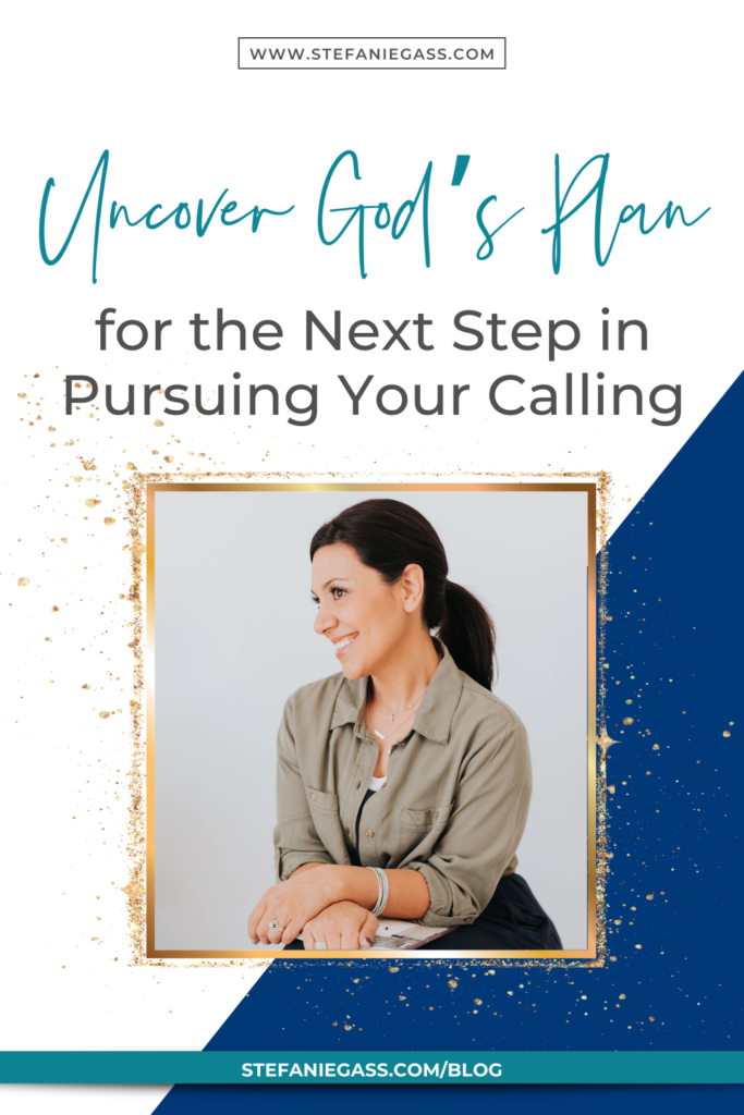 Dark-haired woman with ponytail holding Bible with title uncover God's plan for the next step in pursuing your calling.