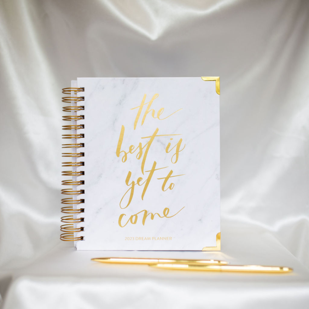 Journal with the best is yet to come 2023 dream planner. horacioprinting.com save 20% with code STEF20