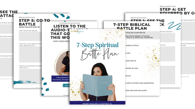 Mock up 7 Step Spiritual Battle Plan Workbook. stefaniegass.com/blog/rest-bible-study