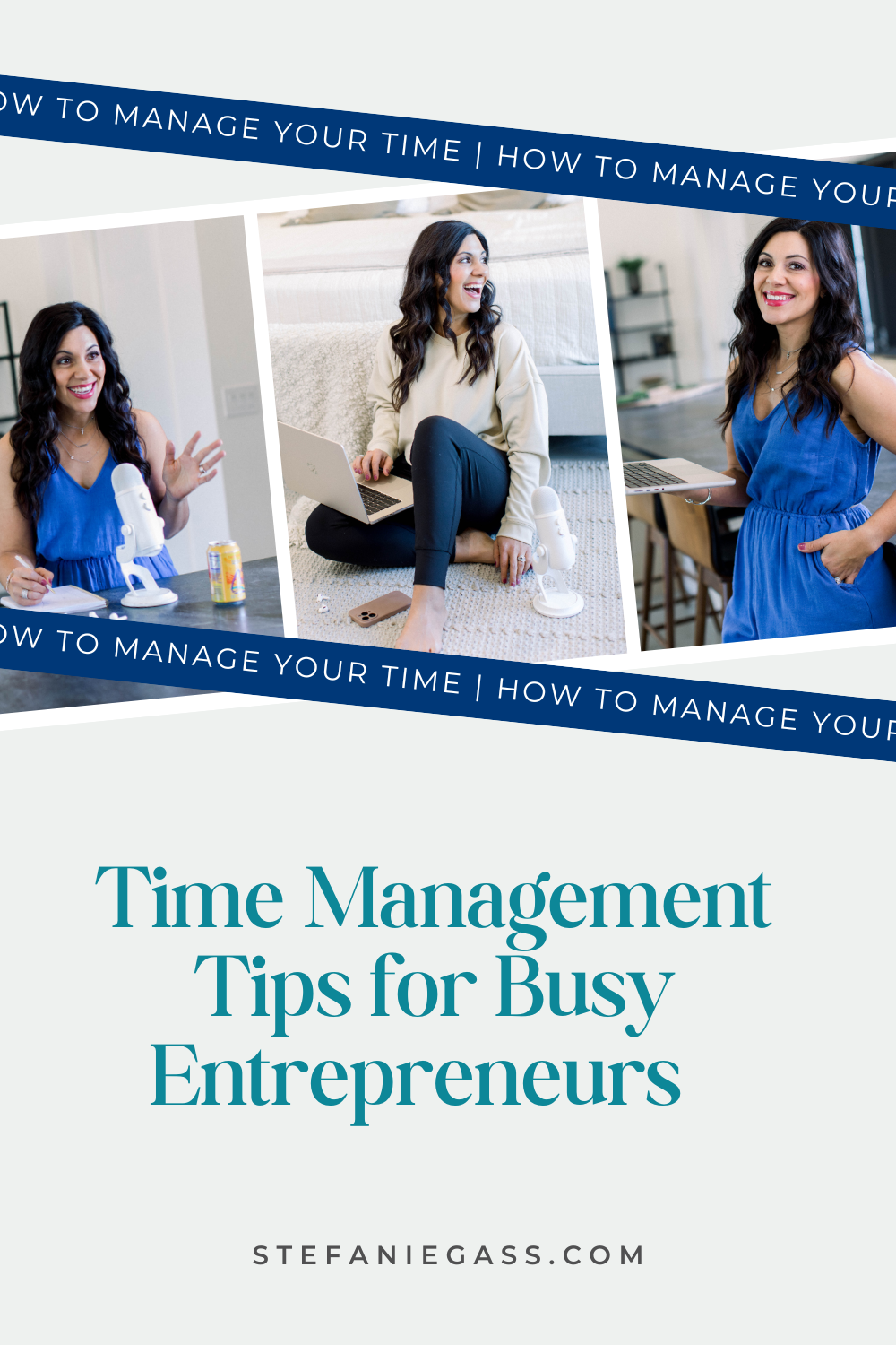 Text says " time management tips for busy entrepreneurs"