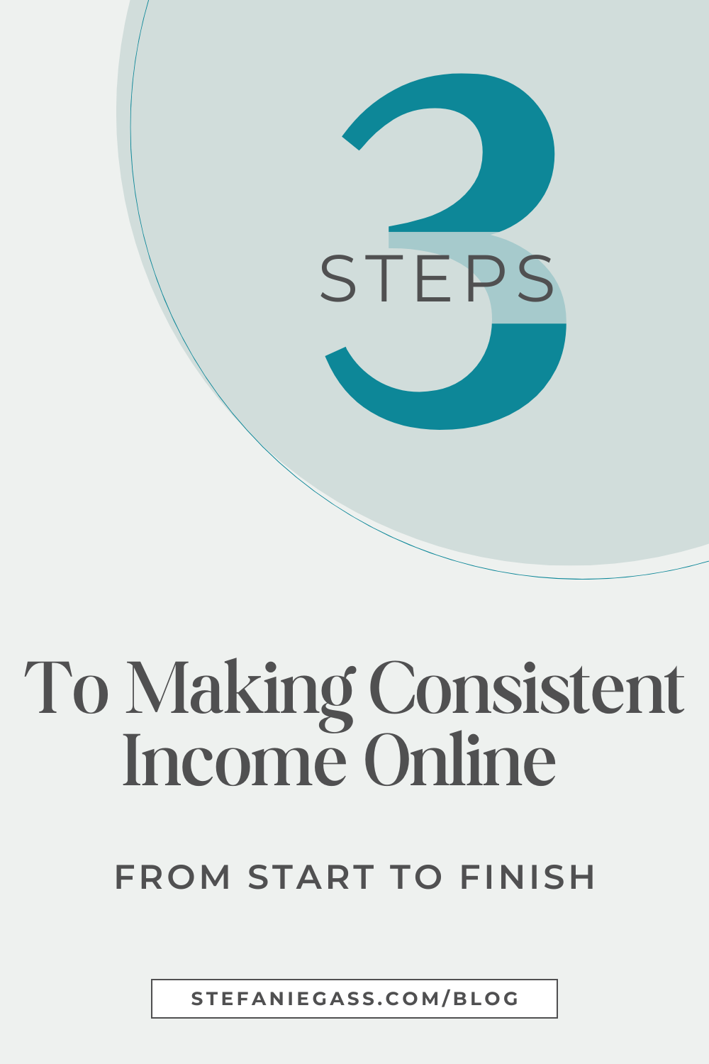 Text says " 3 steps to making consistent income online from start to finish" 