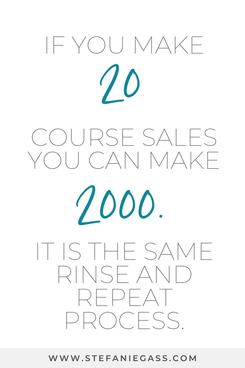 Text says " if you make 20 course sales you can make 2000 it is the same rinse and repeat process"