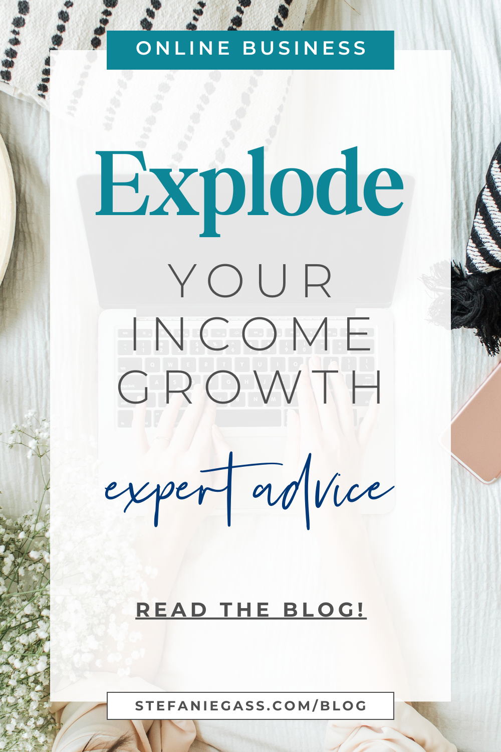 Text says " Explode your income growth expert advice read the blog"